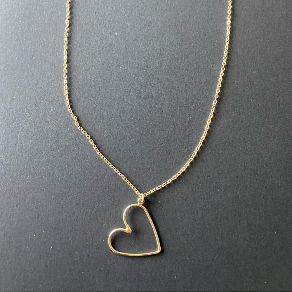Anthropologie 14k Gold Filled Open Heart Necklace